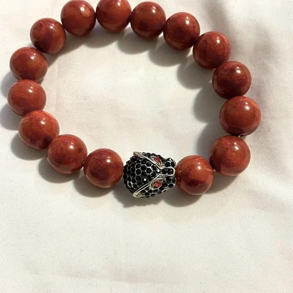 Handmade 12 mm Bead Bracelet red Jasper “ward off negative energy and EMFs, - Picture 4 of 4